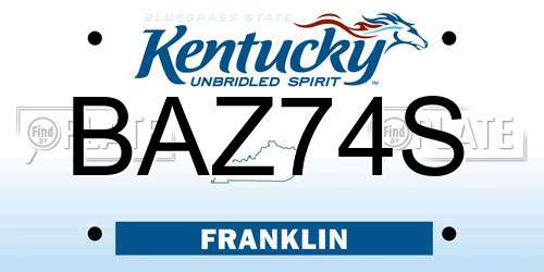 BAZ74S Kentucky License Plate