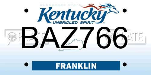BAZ766 Kentucky License Plate