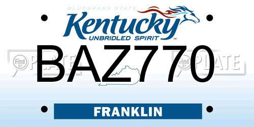BAZ770 Kentucky License Plate