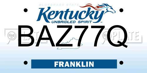 BAZ77Q Kentucky License Plate