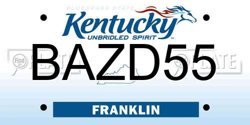 BAZD55 Kentucky License Plate