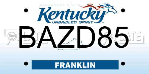 BAZD85 Kentucky License Plate