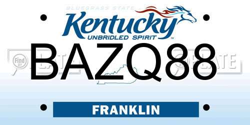 BAZQ88 Kentucky License Plate