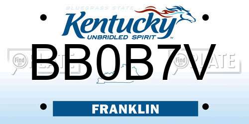 BB0B7V Kentucky License Plate