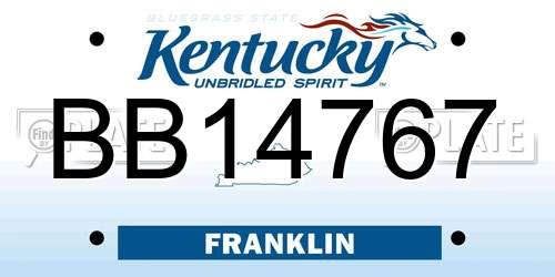 BB14767 Kentucky License Plate