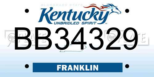 BB34329 Kentucky License Plate
