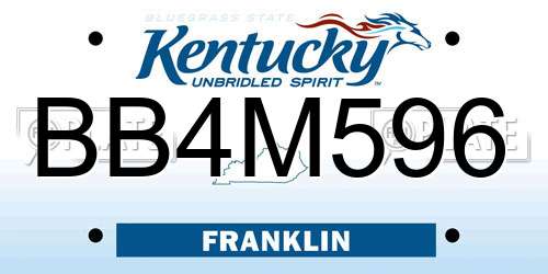 BB4M596 Kentucky License Plate