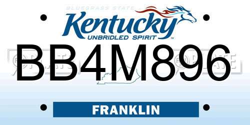 BB4M896 Kentucky License Plate