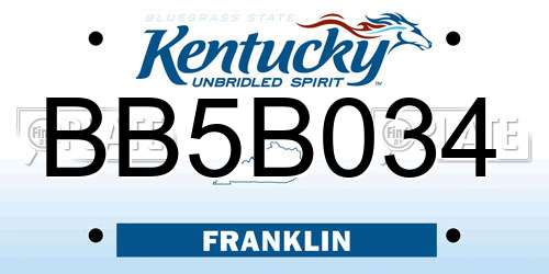 BB5B034 Kentucky License Plate