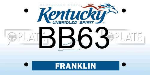 BB63 Kentucky License Plate