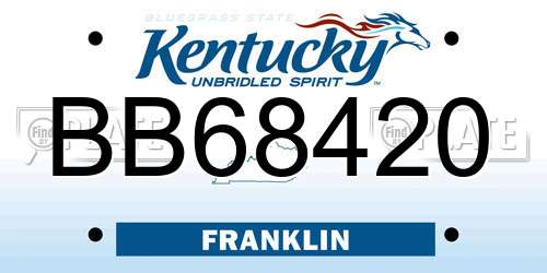 BB68420 Kentucky License Plate