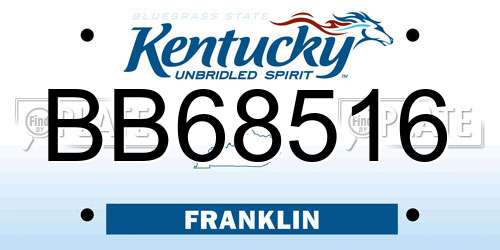 BB68516 Kentucky License Plate