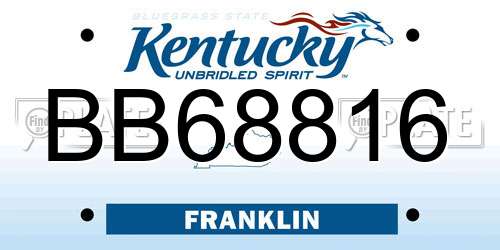BB68816 Kentucky License Plate
