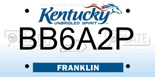 BB6A2P Kentucky License Plate