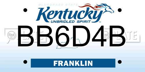 BB6D4B Kentucky License Plate