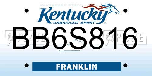 BB6S816 Kentucky License Plate