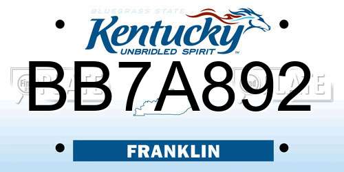 BB7A892 Kentucky License Plate