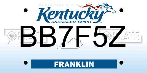 BB7F5Z Kentucky License Plate