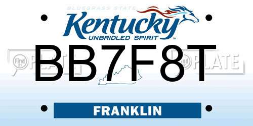 BB7F8T Kentucky License Plate