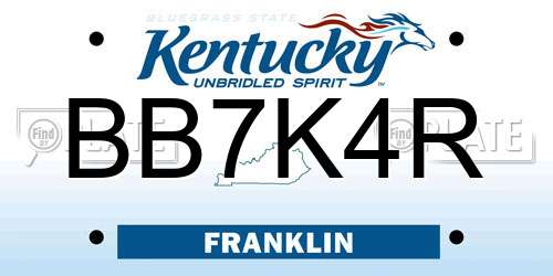 BB7K4R Kentucky License Plate