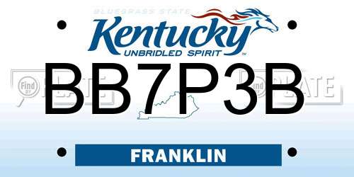 BB7P3B Kentucky License Plate