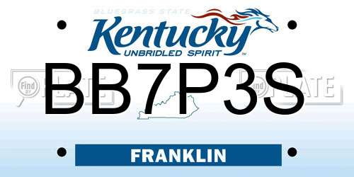 BB7P3S Kentucky License Plate