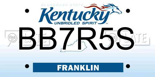 BB7R5S Kentucky License Plate