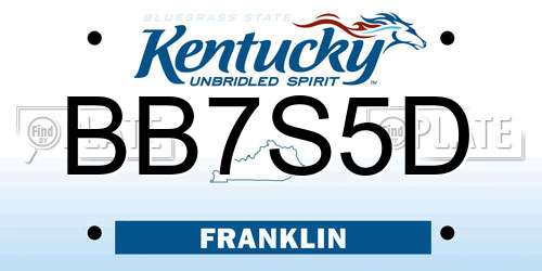 BB7S5D Kentucky License Plate