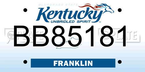 BB85181 Kentucky License Plate