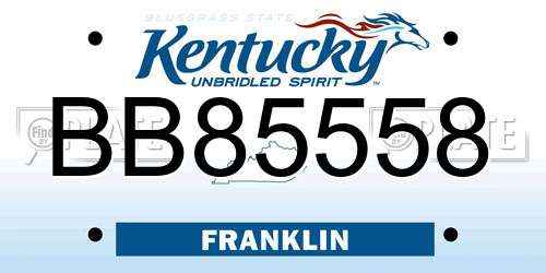 BB85558 Kentucky License Plate