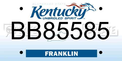 BB85585 Kentucky License Plate