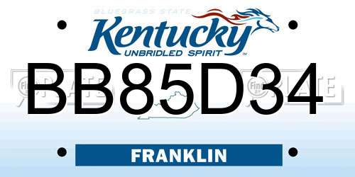 BB85D34 Kentucky License Plate