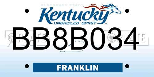 BB8B034 Kentucky License Plate