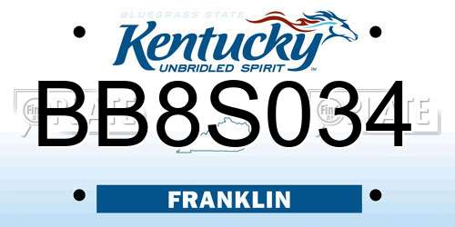 BB8S034 Kentucky License Plate