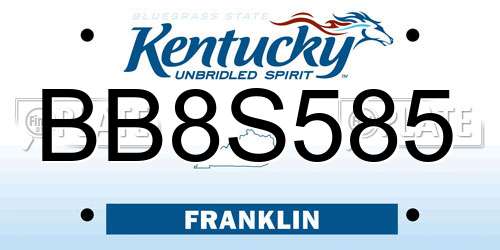 BB8S585 Kentucky License Plate
