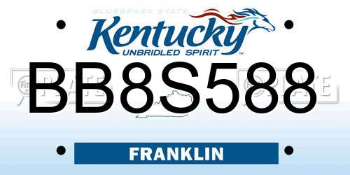 BB8S588 Kentucky License Plate