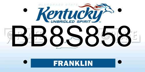 BB8S858 Kentucky License Plate