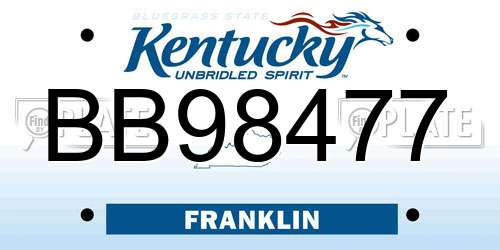 BB98477 Kentucky License Plate