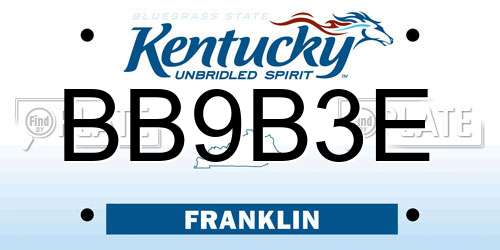 BB9B3E Kentucky License Plate