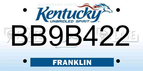 BB9B422 Kentucky License Plate