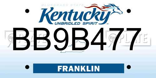 BB9B477 Kentucky License Plate