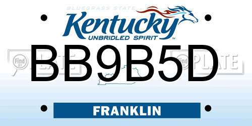 BB9B5D Kentucky License Plate