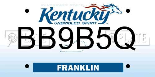 BB9B5Q Kentucky License Plate