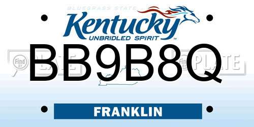 BB9B8Q Kentucky License Plate