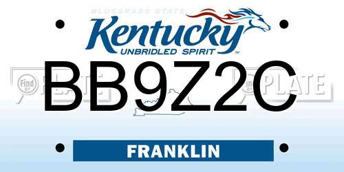 BB9Z2C Kentucky License Plate
