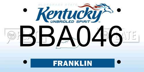 BBA046 Kentucky License Plate