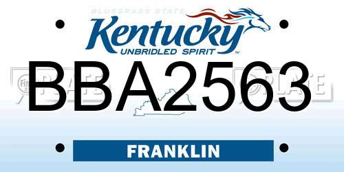 BBA2563 Kentucky License Plate