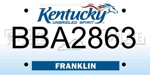BBA2863 Kentucky License Plate