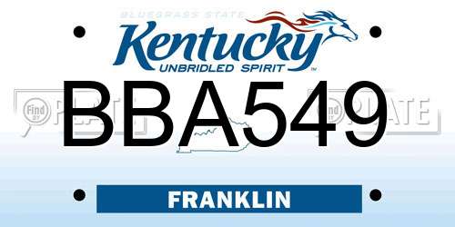 BBA549 Kentucky License Plate