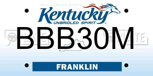 BBB30M Kentucky License Plate